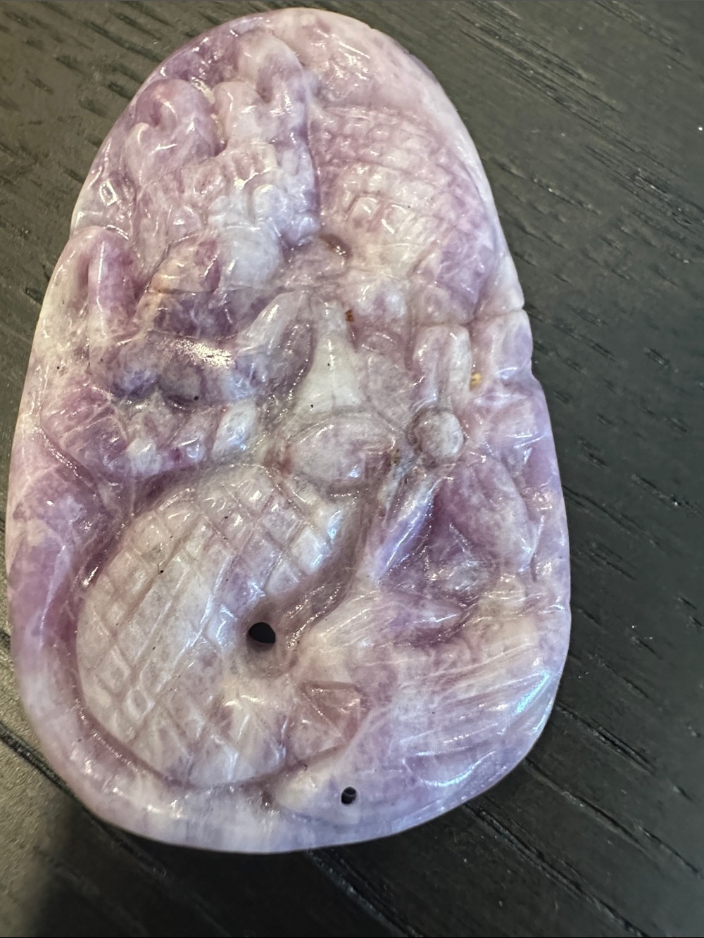 Carved Lavender Stone Pendant